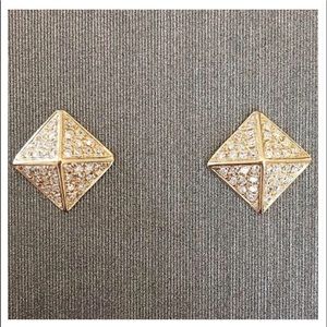 Diamond pyramid 14k gold earrings